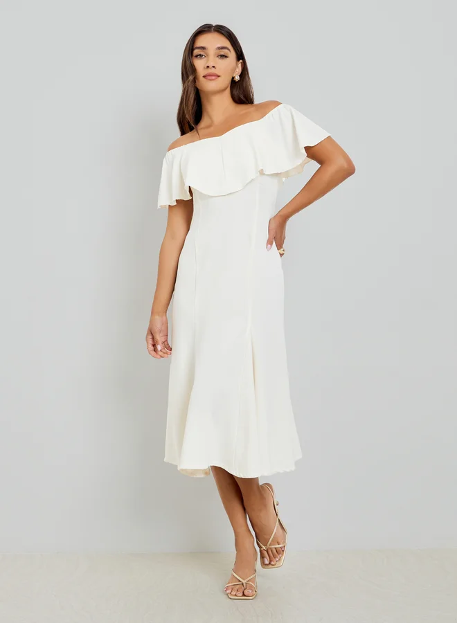 ستايلي فستان نسائي ميدي مكشوف الكتفين